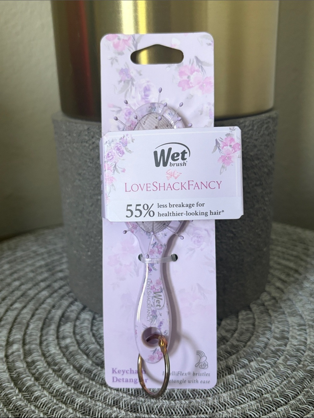 Love Shack Fancy X Wetbrush Happy Thoughts Keychain Brush Hibiscus